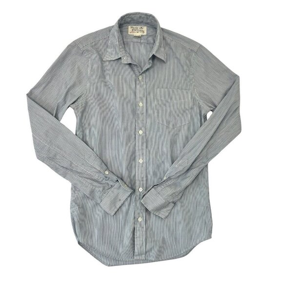 Double RL Ralph Lauren RRL Classic Stripe Long Sleeve Shirt Blue White Men's XS - Picture 1 of 7